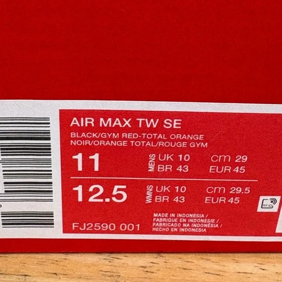 New Nike Air Max TW SE Total Orange Red Black Mens Sneakers Retro Athletic Shoes - Picture 11 of 16